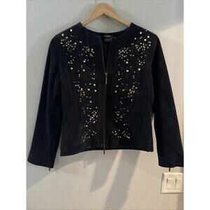 VINTAGE Bob Mackie Suede Jacket studded with beautiful decoration Size Small